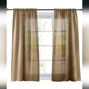 Light Filtering Burlap Style rod pocket curtain 2 panels 63" EEUC Valea Brand